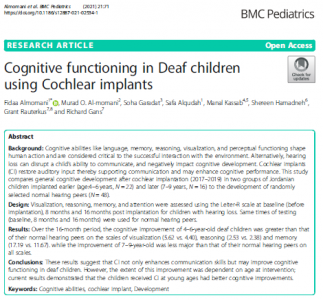 Cognitive functioning in Deaf children using Cochlear implants - The ...