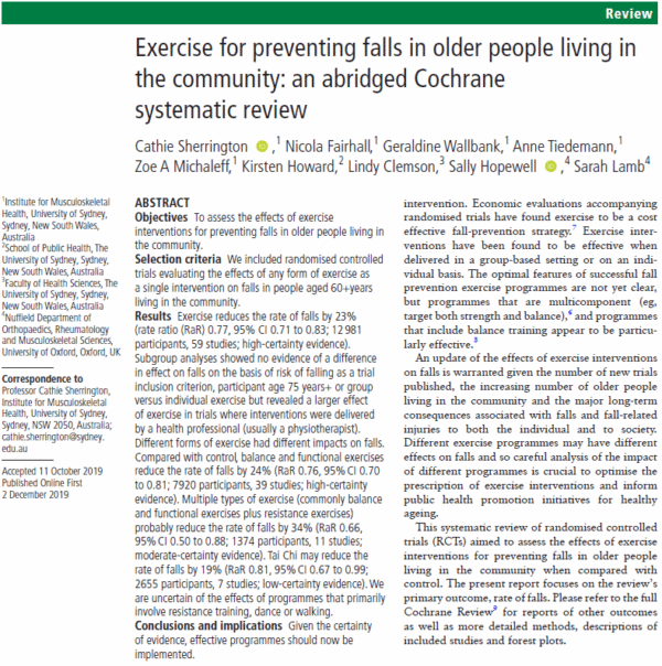Exercise for preventing falls in older people living in the community ...