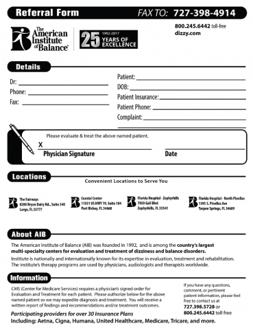 The American Institute of Balance - Referral Form